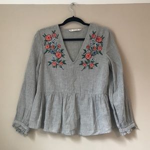 Zara Embroidered Peplum Top